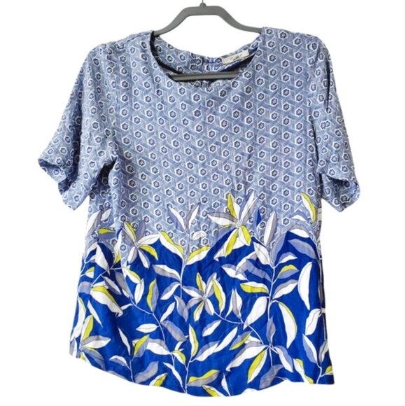 White Stuff UK Bold Printed Abstract Boho Leaf Motif Spring top L - Picture 1 of 7